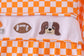 Orange Tennessee puppy bow embroidery checkered top