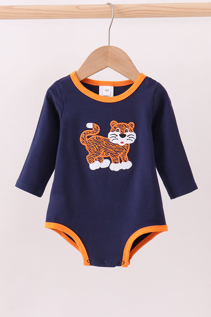 Premium Navy Auburn tiger applique bubble