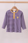Premium Purple LSU stripe embroidery top