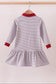 Premium Gray Alabama stripe elephant embroidery dress