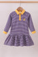 Premium Purple LSU stripe tiger embroidery dress