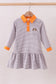 Premium Orange Tennessee stripe puppy embroidery dress