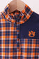 Premium Navy Auburn embroidery plaid top