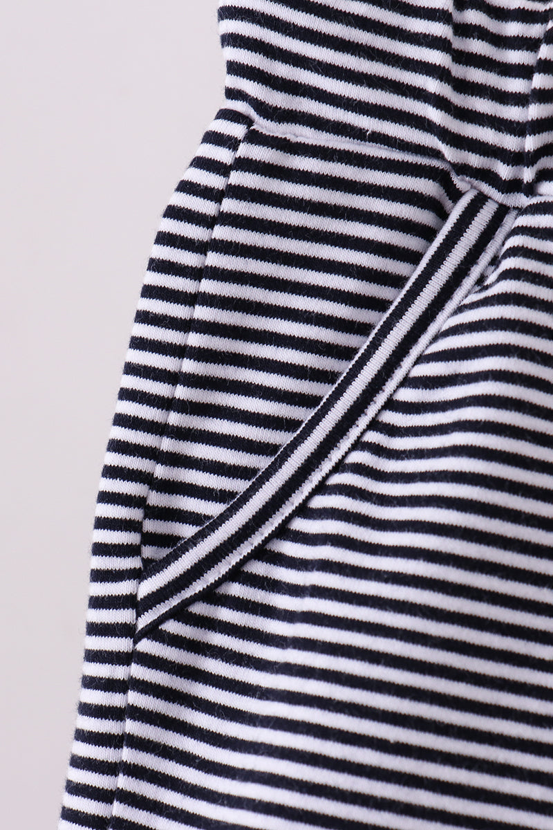 Premium Navy&white stripe drawstring shorts