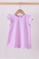 Purple flutter sleeve scalloped top