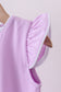 Purple flutter sleeve scalloped top