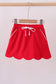 Red scallop hem bow skort
