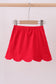 Red scallop hem bow skort