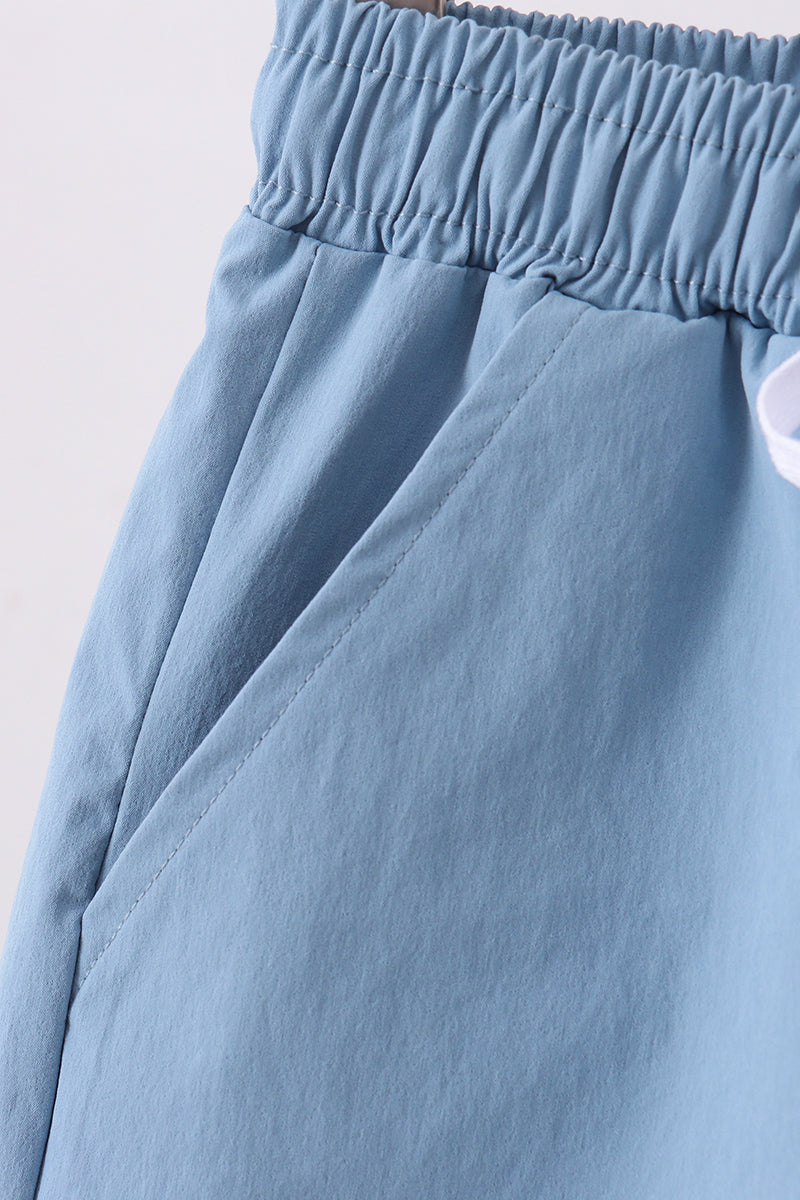 Dusty blue pocket performance shorts