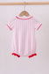 Pink baseball bow stripe bubble
