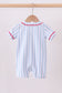 Blue baseball stripe romper
