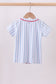 Blue baseball stripe top