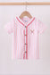 Pink baseball bow stripe top