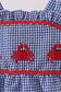 Blue crab embroidery gingham ruffle bubble