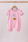 Pink ghost pumpkin embroidery romper