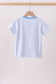 Blue stripe Smirk face applique top