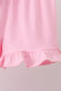 Pink ghost pumpkin embroidery ruffle shorts set