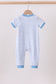 Blue stripe Smirk face applique romper