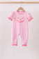 Pink stripe Smirk face applique romper