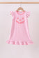 Pink stripe Smirk face applique dress