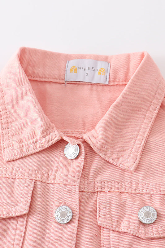 Pink denim girl vest