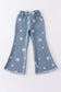 Blue star print flare denim jeans