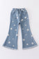 Blue star print flare denim jeans