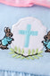 Premium Blue easter cross embroidery ruffle girl bubble