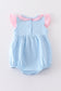 Premium Blue easter cross embroidery ruffle girl bubble