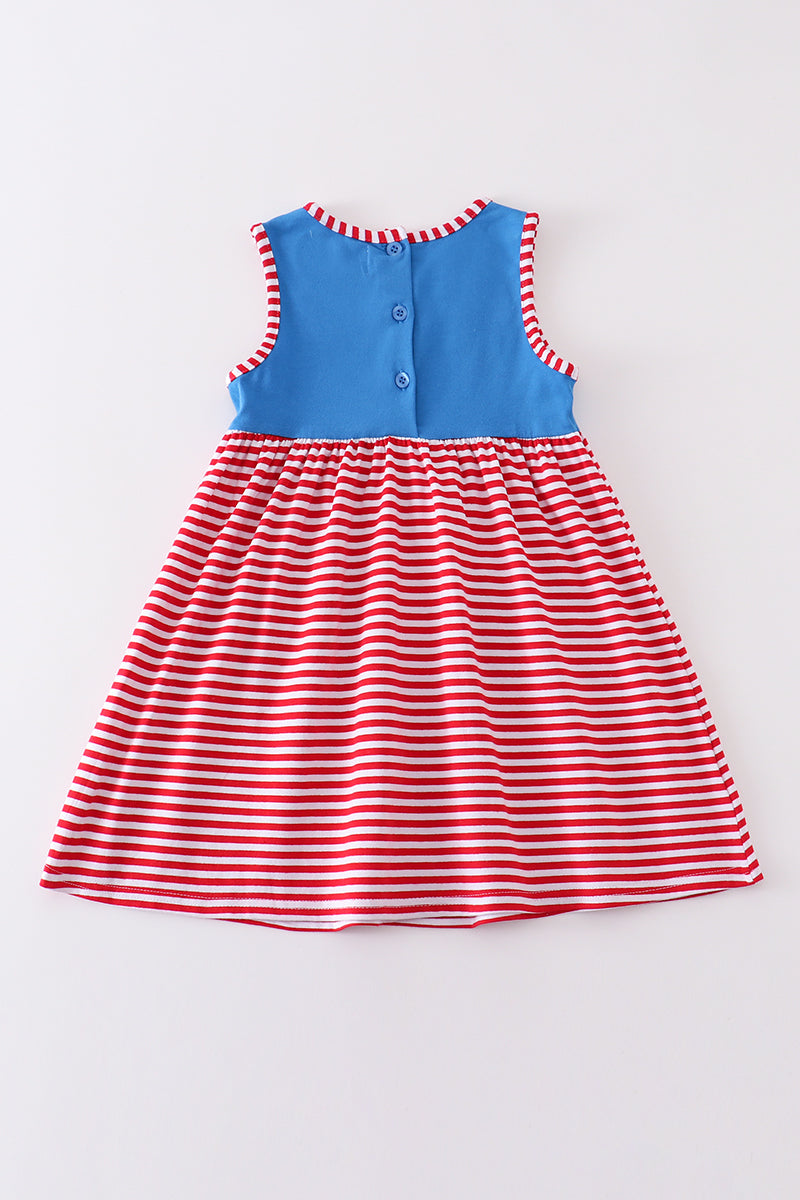 Premium Blue patriotic flag applique dress