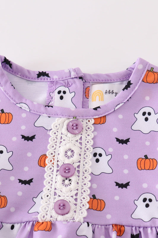 Premium Purple halloween print girl bubble