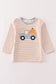 Premium Beige stripe truck pumpkin applique top