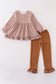 Premium Caramel gingham girl ruffle set