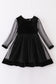 Premium Black velvet ruffle girl dress