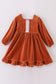 Premium Caramel velvet lace girl dress