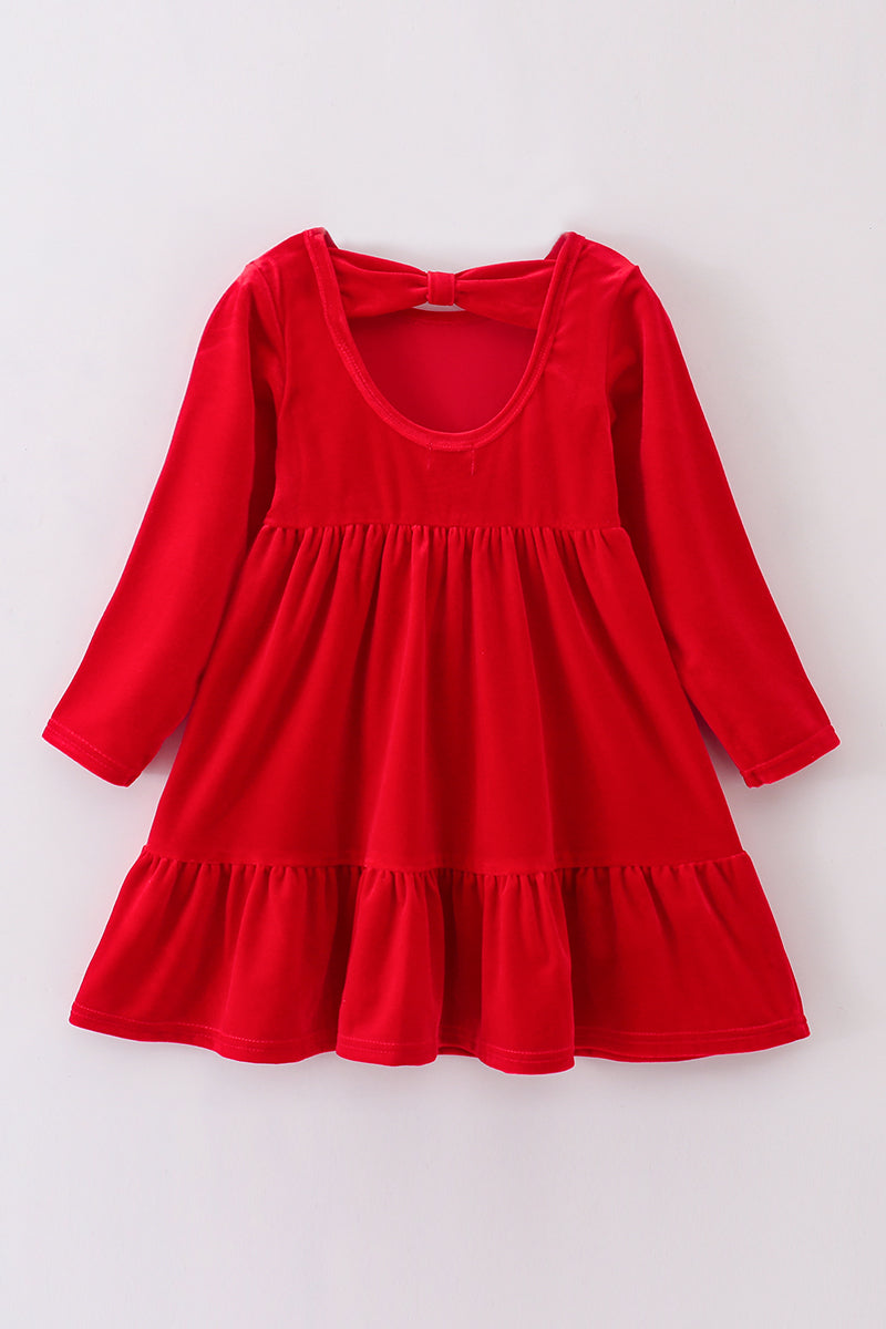 Premium Red velvet tiered ruffle dress