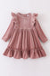 Premium Sand velvet ruffle dress