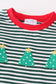 Premium red stripe christmas tree applique boy set