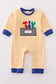 Premium yellow stripe tools applique boy romper