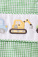 Premium Green excavator embroidery boy gingham jonjon