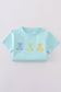 Premium mint bunny embroidery top