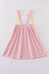 Premium pink cross embroidery dress