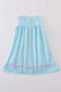 Premium mint bunny egg embroidery gingham dress