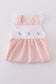 Premium Pink bunny embroidery gingham dress