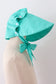 Green ruffle bow bonnet