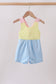 Yellow & blue ruffle bow bubble