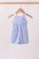 Blue ruffle bow bubble