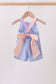 Blue ruffle bow bubble