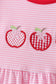 Pink apple embroidery stripe dress