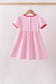 Pink apple embroidery stripe dress